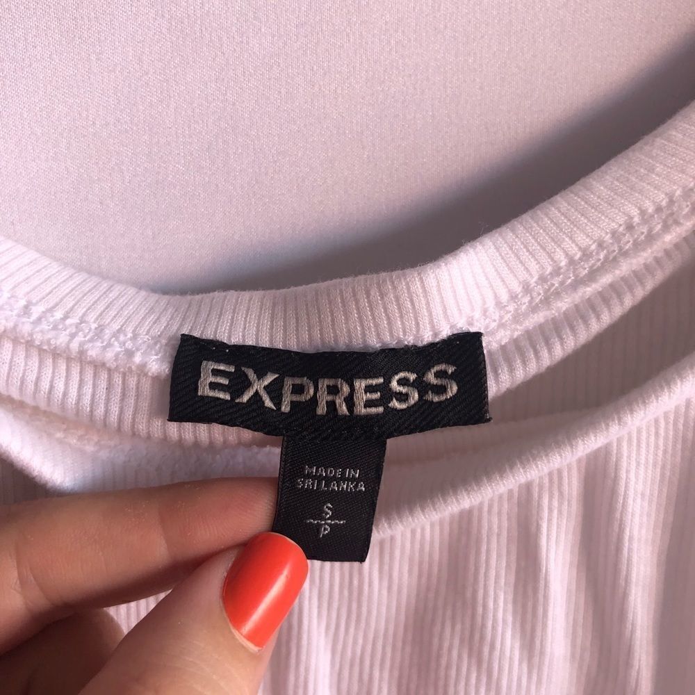 Express White Ruffle Bodysuit - Picture 3 of 5